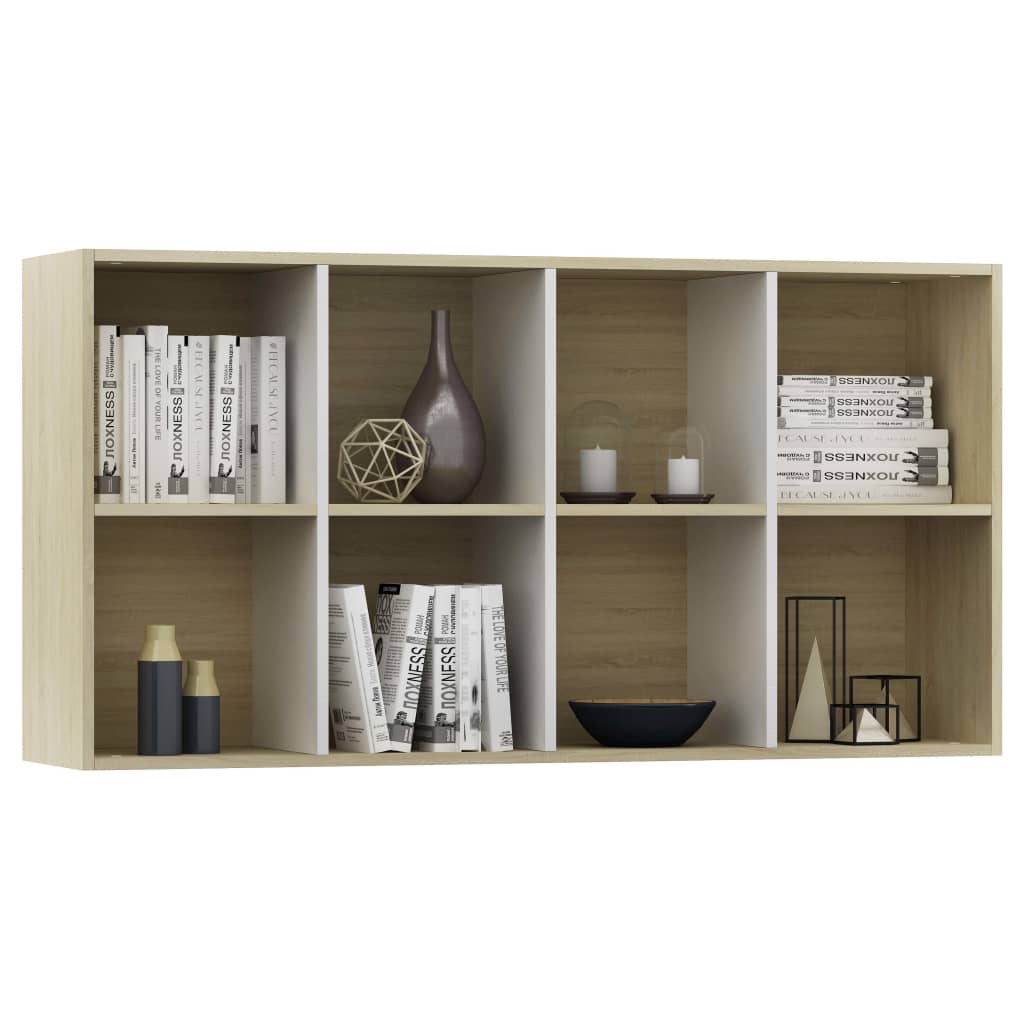 Book Cabinet/TV Cabinet White and Sonoma Oak 36x30x114 cm Engineered Wood